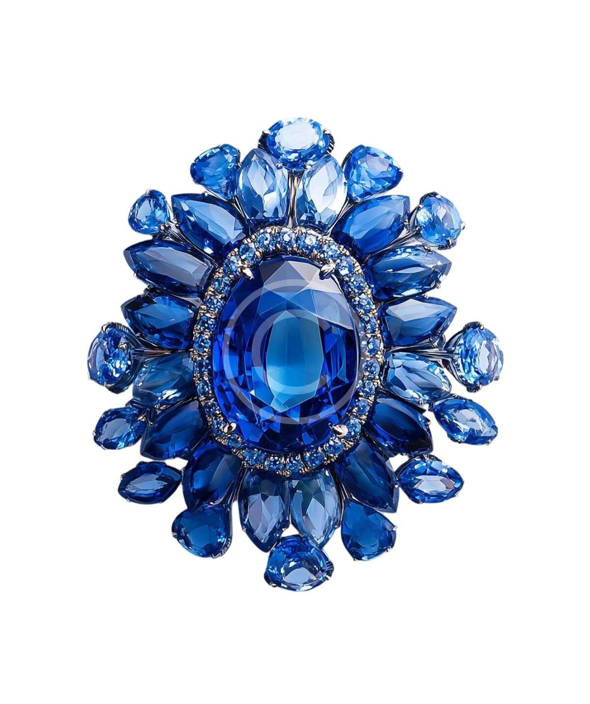 Blue crystal statement brooch