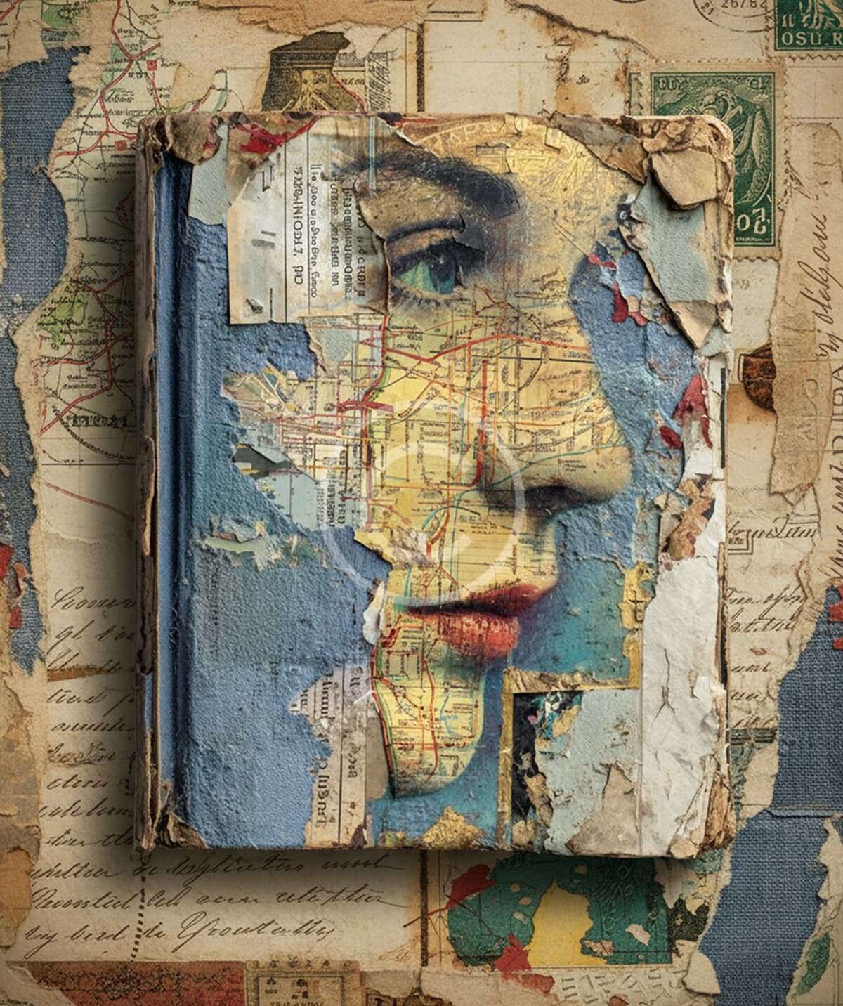 Mixed media portrait art block – Bild 2