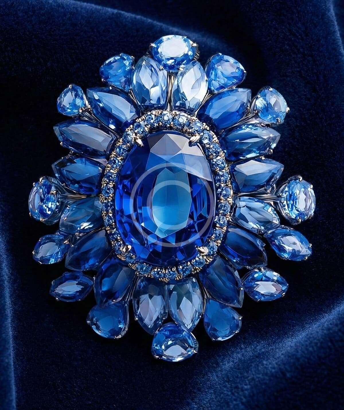 Blue crystal statement brooch – Bild 2