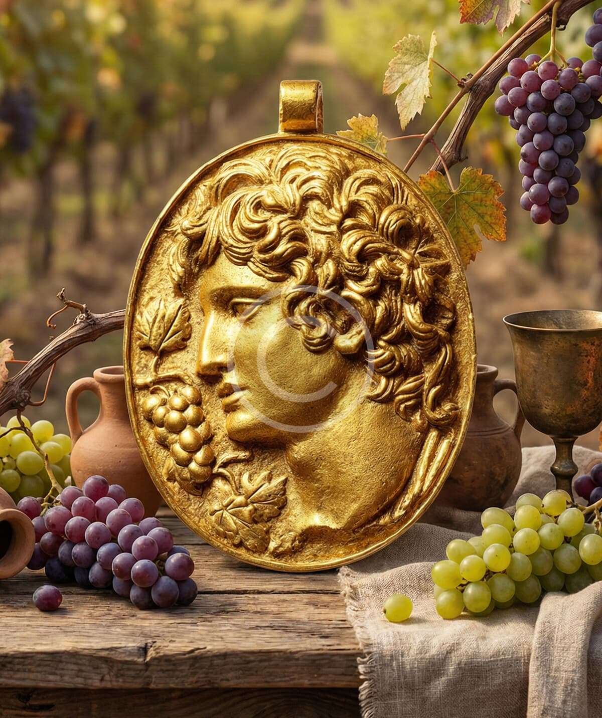 Golden classical profile medallion pendant – Bild 2