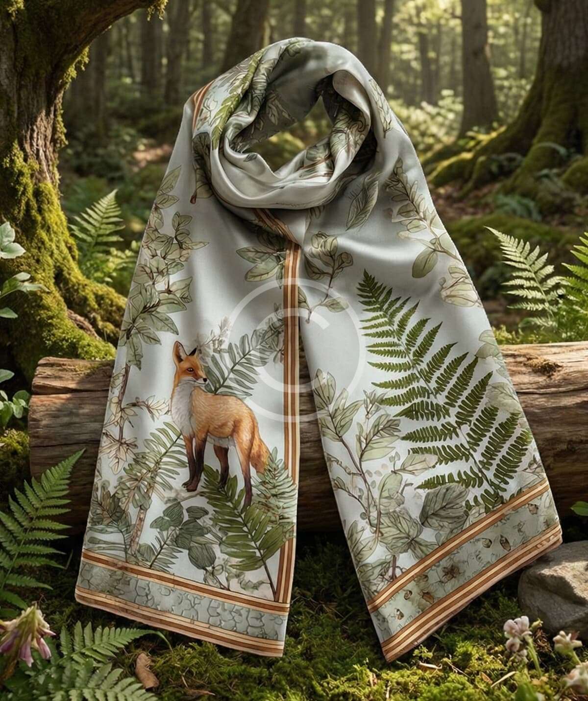 Nature illustrated silk scarf – Bild 2